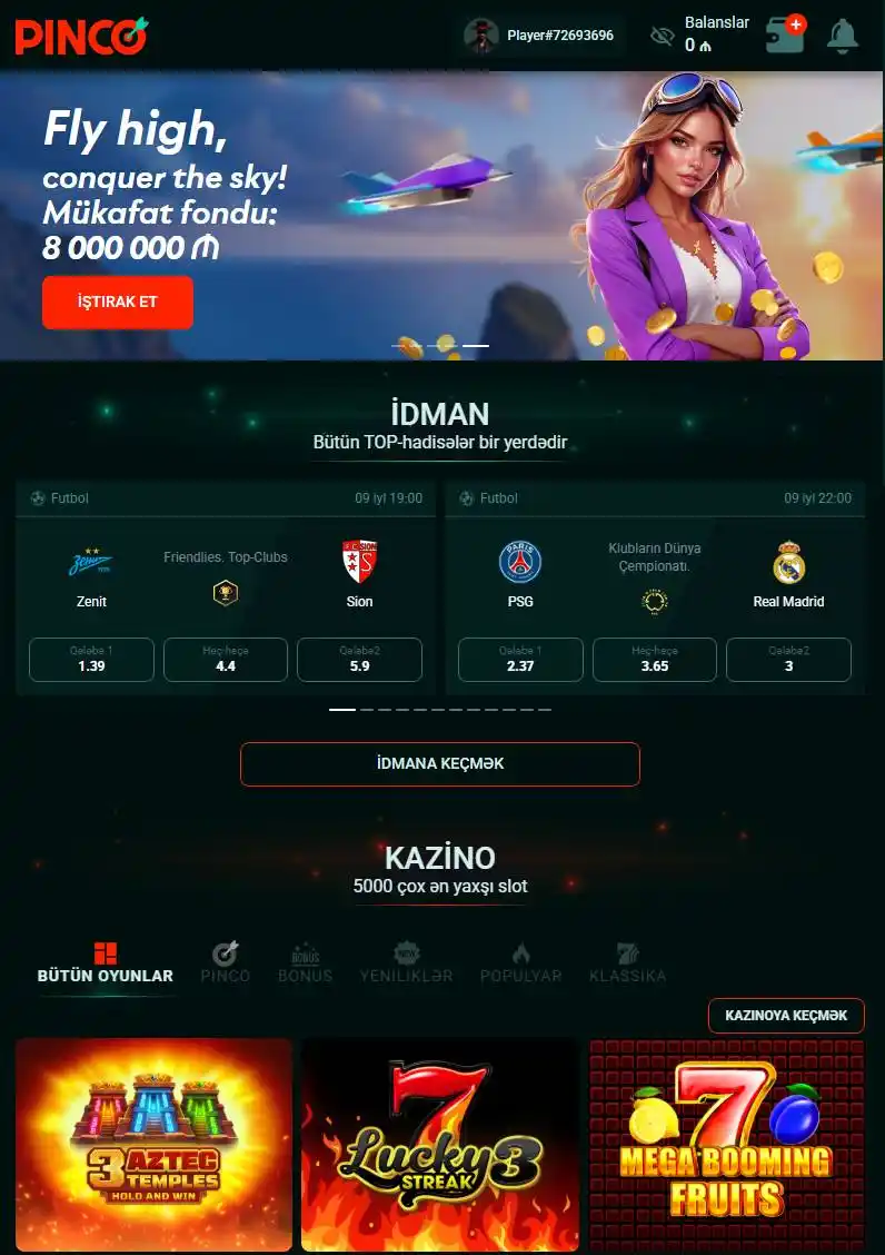 Şirkətin əsas xidmətləri haqqında məlumatlarla əsas səhifənin dizaynı